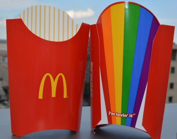 McDonald's new rainbow-colored french fry boxes released in June 2017.
