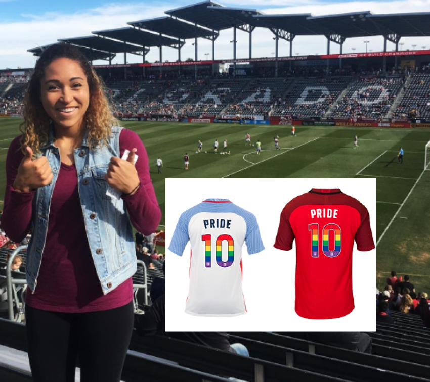 Christian soccer player Jaelene Hinkle, 24, has withdrawn herself from the roster of the national U.S. Soccer team for two international friendlies this month citing "personal reasons" after it was revealed that players will have to wear gay pride jerseys (inset).