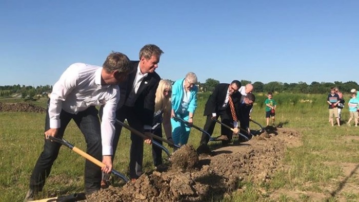 A groundbreaking for the Countryside Community Church worship space, held Monday, June 5, 2017. Countryside will be relocating its church to a space of land in Omaha, Nebraska that will also include a synagogue and a mosque.