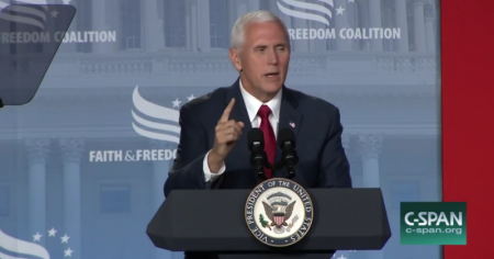 Credit : Vice President Mike Pence speaking at the Faith and Freedom Coalition's 