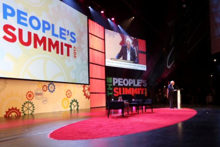 Senator Bernie Sanders (I-VT) speaks at the 'People's Summit', an annual gathering of influential progressive groups, in Chicago, Illionois, U.S. June 10, 2017.