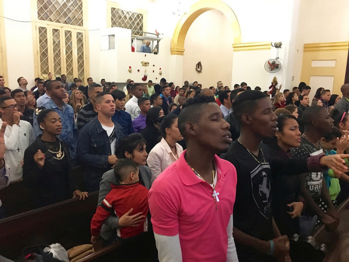 Christians worshiping in Cuba.