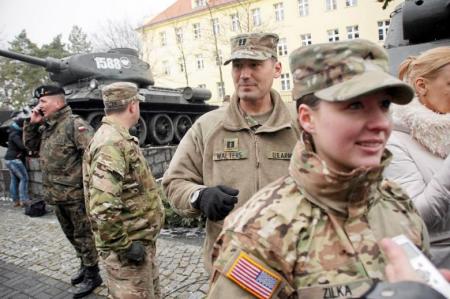U.S soldiers arrive to Zagan as part of NATO deployment, Zagan, Poland, January 12, 2017.