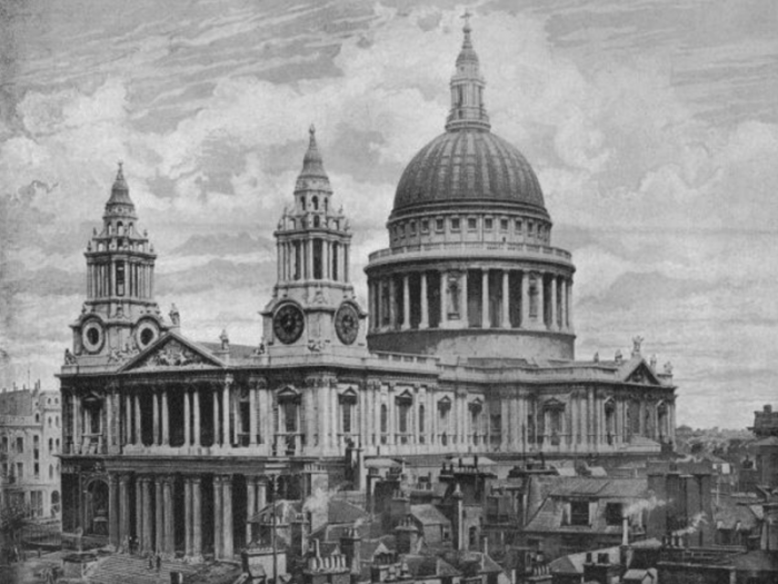 An 1896 photo of St. Paul's Cathedral of London, England.