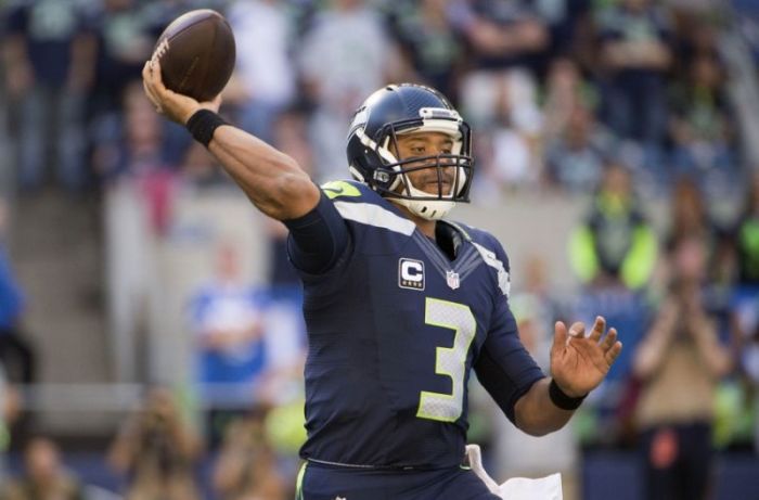 Seattle Seahawks quarterback Russell Wilson (3) throws a pass during the fourth quarter against the Miami Dolphins at CenturyLink Field. The Seahawks won 12-10.