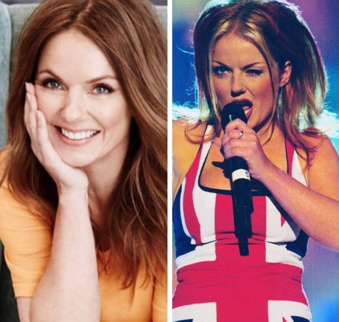 Geri Halliwell post a side by side photo of herself while in the Spice Girl and now, March 5, 2017.
