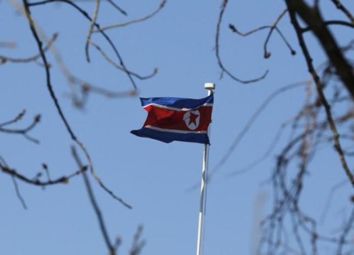 A North Korean flag is pictured at its embassy in Beijing January 6, 2016.