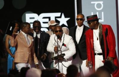 New Edition, including Bobby Brown, accepts the Lifetime Achievement Award on June 25, 2017.