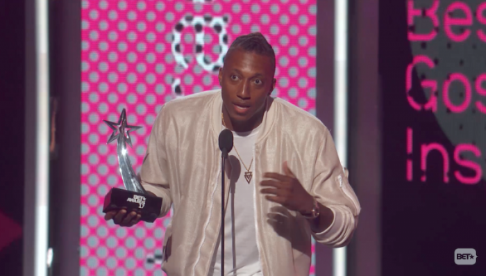 Lecrae wins the Dr. Bobby Jones Best Gospel/Inspirational Award at the BET Awards, June 25, 2017.
