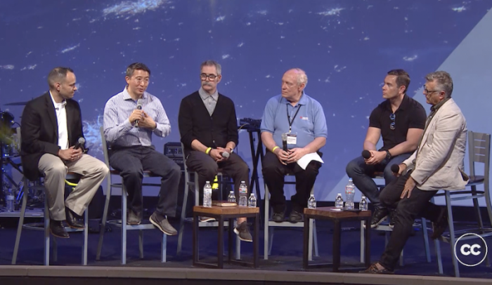 Christopher Yuan (second from left) speaks during a panel discussion at Calvary Chapel Pastors Conference in Costa Mesa, California, June 2017.