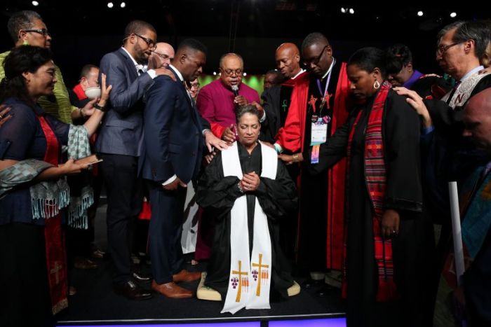 The installation service for the Rev. Teresa Hord Owens, elected president of the Disciples of Christ at their General Assembly, held at the Indiana Convention Center in Indianapolis, Indiana on July 12, 2017.