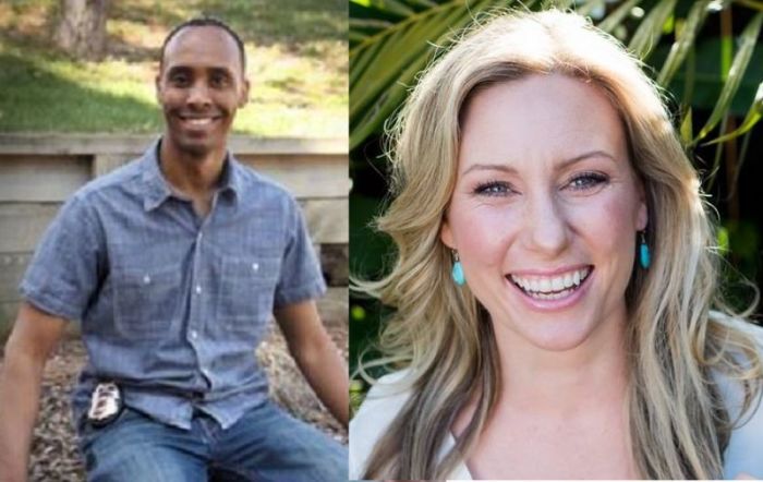 Minneapolis police officer Mohamed Noor (L) and the late Justine Damond, 40 (R).