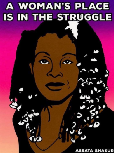 A post on the Women's March Facebook page celebrating the birthday of Feminist activist Assata Shakur, who killed a police officer and then escaped prison to Cuba. The image, by Melanie Cervantes, was posted Sunday, July 16, 2017. It has garnered controversy from Women's March supporters and critics alike.