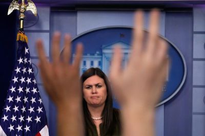 White House Press Secretary Sarah Huckabee Sanders holds the daily briefing at the White House in Washington, U.S. July 18, 2017.