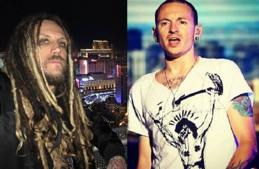 Korn co-founder Brian "Head" Welch (L) and the late Linkin Park frontman, Chester Bennington (R).