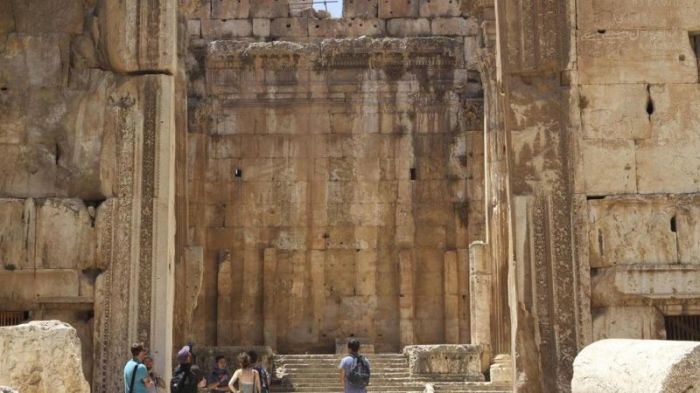 Ruins in Lebanon's Roman city of Baalbek. Archaeology and history are attracting western tourists to the country.