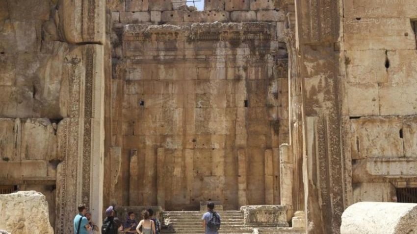 Ruins in Lebanon's Roman city of Baalbek. Archaeology and history are attracting western tourists to the country.