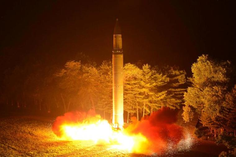 Intercontinental ballistic missile Hwasong-14 is pictured during its second test-fire in this undated picture provided by KCNA in Pyongyang on July 29, 2017.