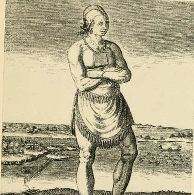 A 1901 engraving depicting Manteo, the 16th century ally to English settlers widely believed to be the first Native American to be baptized Protestant.