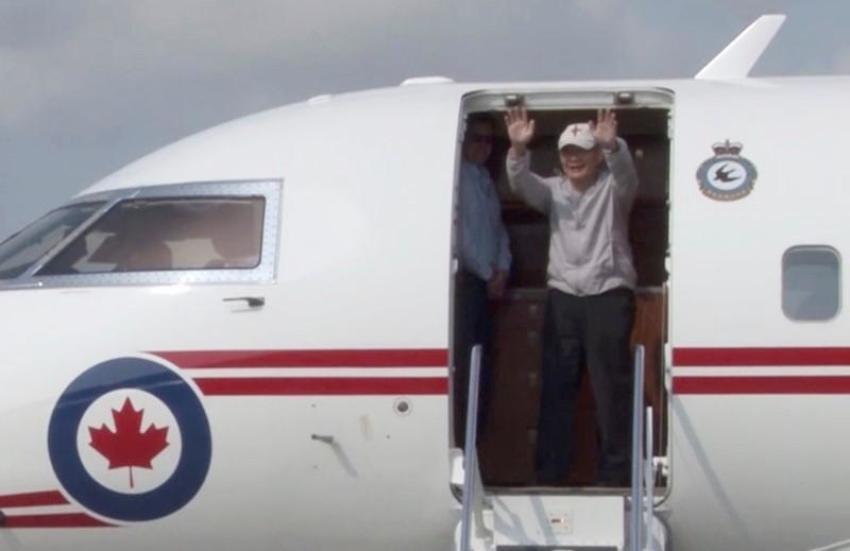 The Rev. Hyeon Soo Lim, who was imprisoned in North Korea for more than two years, is seen celebrating as he returned Canada in this still image captured from a video in Toronto, Ontario, Canada, August 12, 2017.