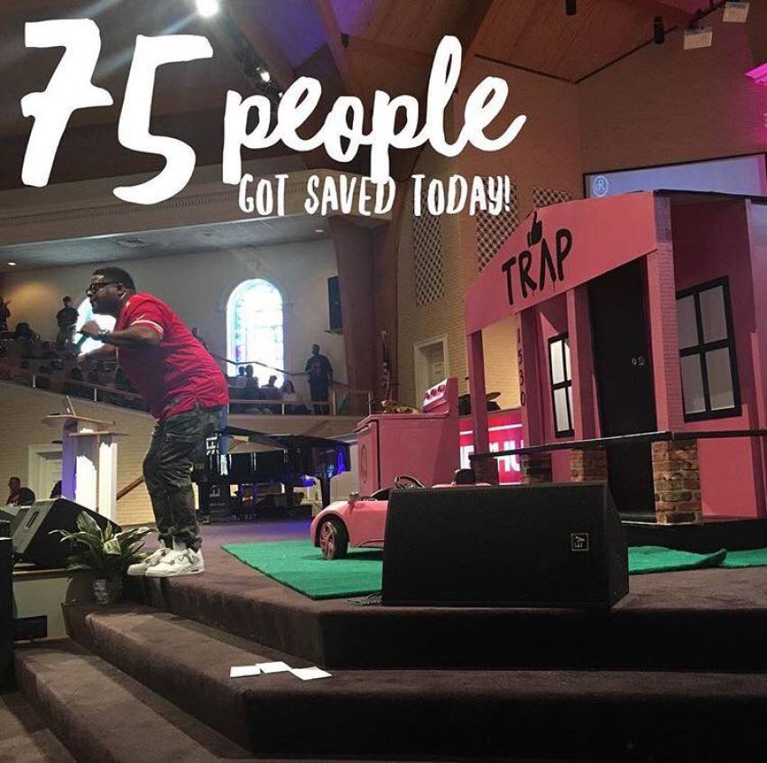 William Murphy, popular gospel singer and pastor of The Dream Center Church in Decatur, Georgia, preaches against the "trap" culture on Sunday August 13, 2017.