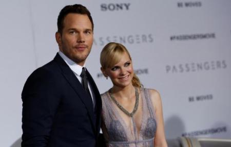 Former couple Chris Pratt and Anna Faris at the red carpet premiere of the film "Passengers" in 2016.