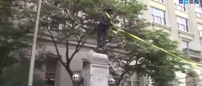 A statue of a Confederate soldier was torn down by protesters outside of a courthouse in Durham, North Carolina.