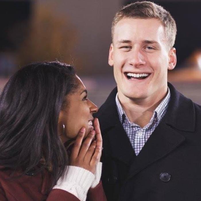 Cleveland Browns tight end Seth DeValve (R) and his wife Erica (L) became good friends through Princeton Faith & Action, the campus ministry in which they both served.