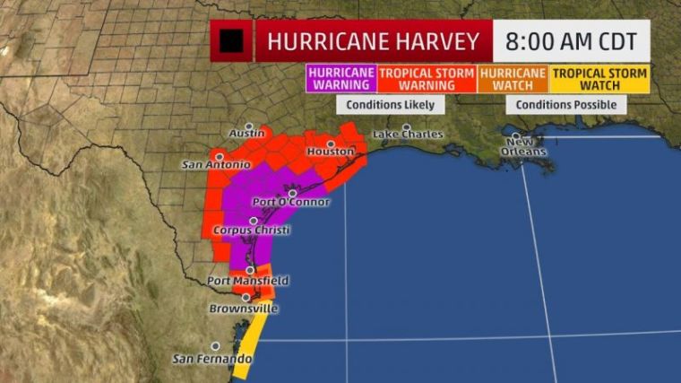 Hurricane Harvey Tracker: Projected Path Map; Devastating Storm Prompts ...