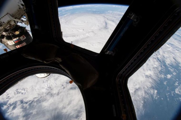Hurricane Harvey is pictured off the coast of Texas, U.S. from the cupola aboard the International Space Station in this August 25, 2017.