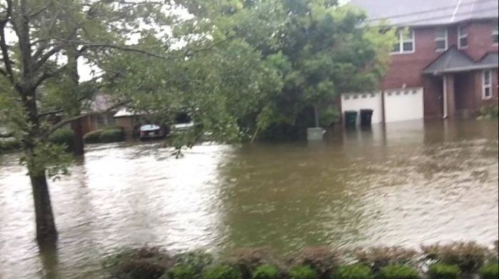 Nabeel Quireshi's front yard suffers massive flooding during Hurricane Harvey in Houston, Texas, in this photo posted to Facebook on August 27, 2017.