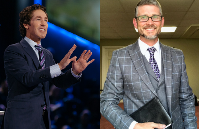 Pastor Greg Locke of Global Vision Bible Church in Tennessee (R) and Lakewood Church Pastor Joel Osteen (L).
