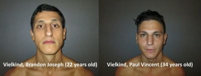 Brandon Joseph Vielkind (L) and Paul Vincent Vielkind (R) in this photo provided by The Irvine Police Department on August 31, 2017.