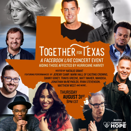 "Together for Texas" - Songs of Hope & Healing - A Facebook Live Concert Event, Aug. 31.