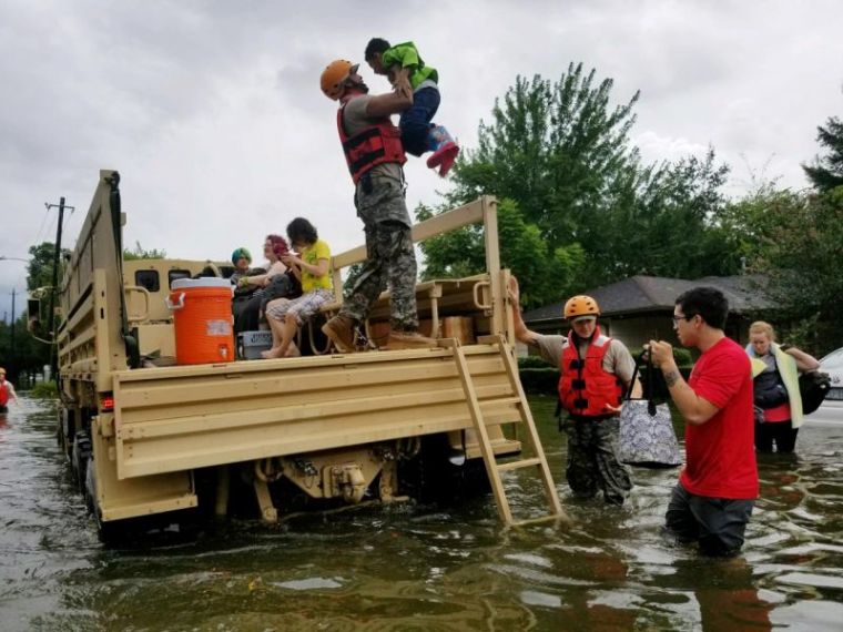 Texas National Guard soldiers aid residents in heavily flooded areas in Houston, Texas.