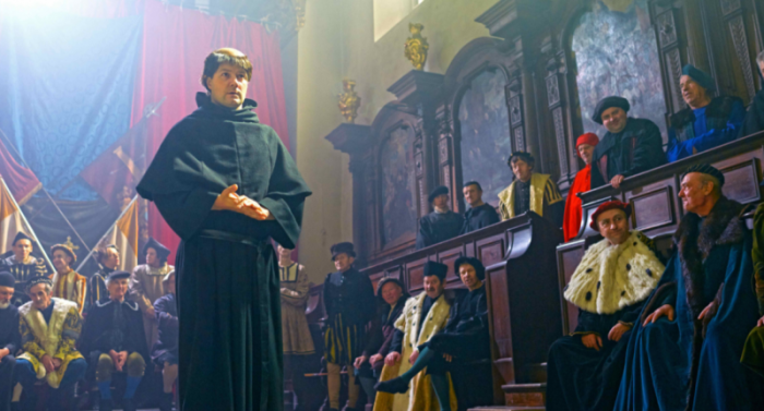 Padraic Delany as Martin Luther at the Diet of Worms in 1517. Scene from the 2017 PBS docudrama 'Martin Luther: The Idea That Changed The World.'