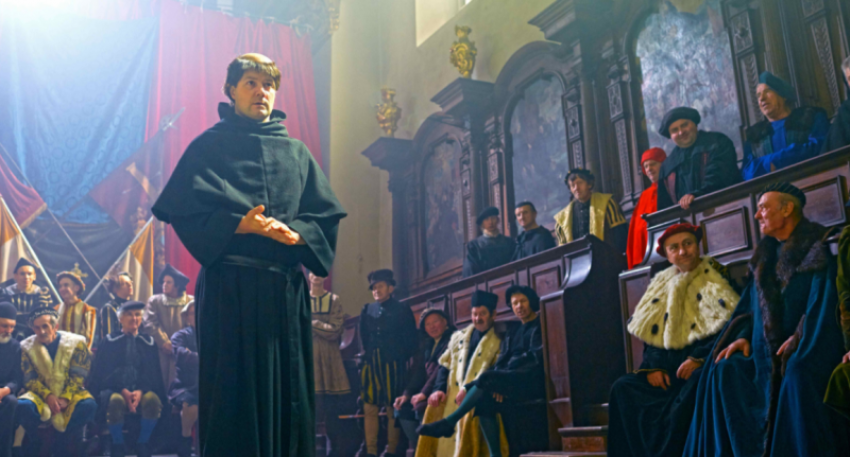 Padraic Delany as Martin Luther at the Diet of Worms in 1517. Scene from the 2017 PBS docudrama "Martin Luther: The Idea That Changed The World."