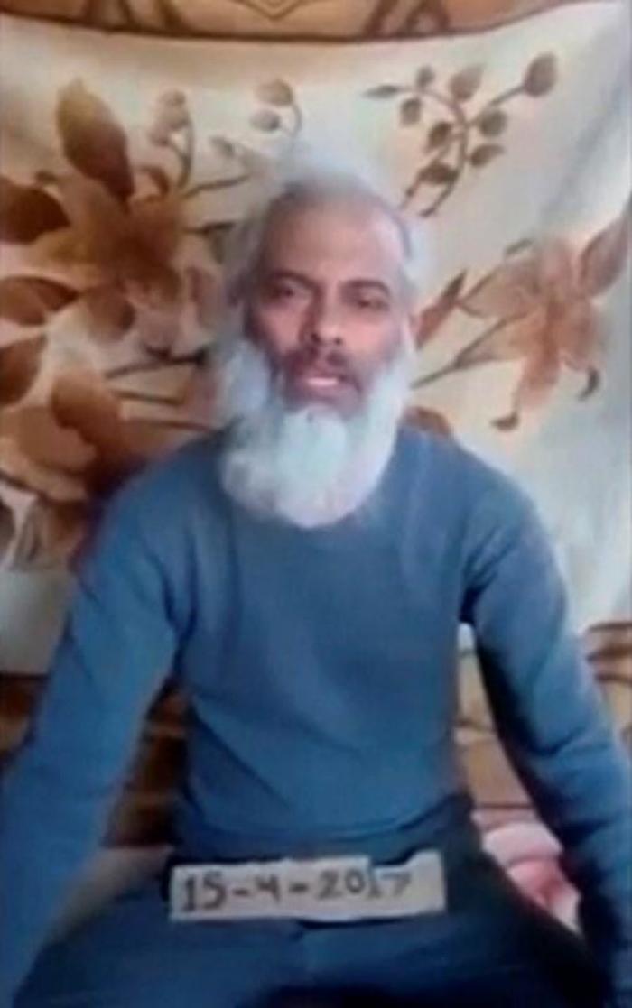 Father Tom Uzhunnalil, an Indian priest kidnapped in Yemen, has appealed for help in this still image taken from a video recording, released on May 9, 2017 from an undisclosed location.
