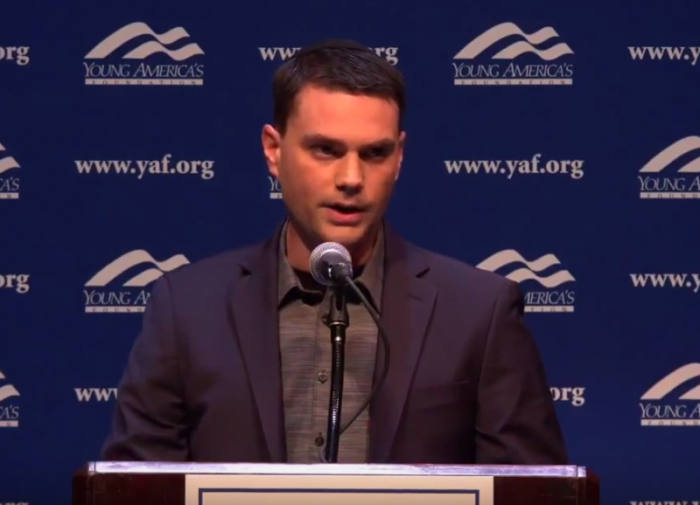 Conservative author Ben Shapiro, gives remarks at a Young America's Foundation event at the University of California, Berkeley, on September 14, 2017.
