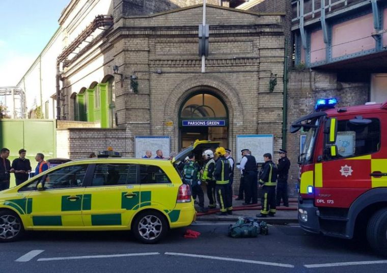 Emergency services attend the scene following a blast on an underground train at Parsons Green tube station in West London, Britain September 15, 2017.