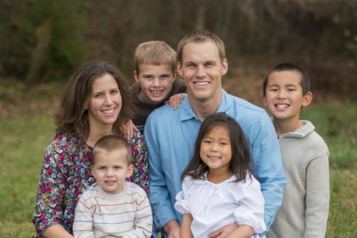 David Platt, president of the Southern Baptist Convention's International Mission Board, his wife heather and their four children in a family photo from December 2015.
