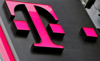 The logo of T-Mobile Austria is seen outside of one of its shops in Vienna, Austria, February 25, 2016.