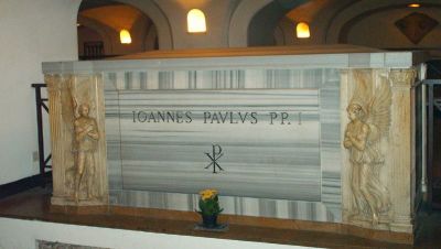 The tomb of Pope John Paul I (1912-1978), the Italian-born pontiff who reigned as head of the Roman Catholic Church for only 33 days in 1978 before his sudden death.