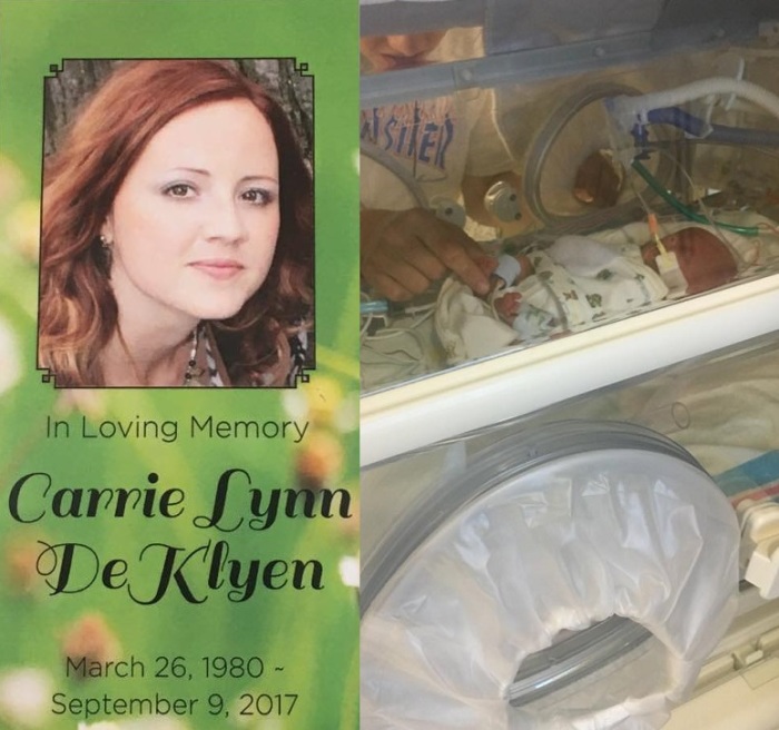Carrie Lynn DeKlyen, 37 (L) and her newborn daughter Life Lynn (R), died two weeks apart in September 2017.