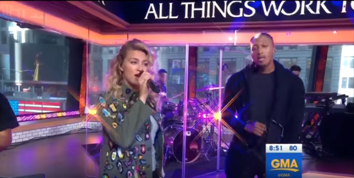 Lecrae and Tori Kelly perform 'I'll Find You' on 'Good Morning America,' Sept 22, 2017.