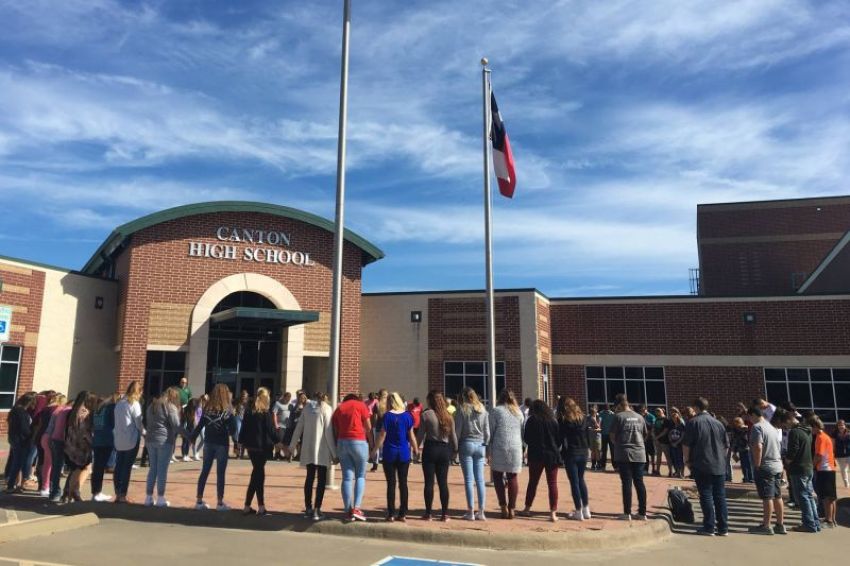 A "See You at the Pole" observance held at Canton High School in Canton, Texas in 2016.