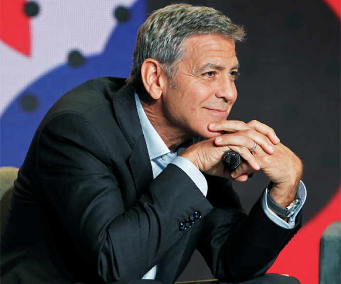 Director George Clooney attends a news conference to promote the film 'Suburbicon'.