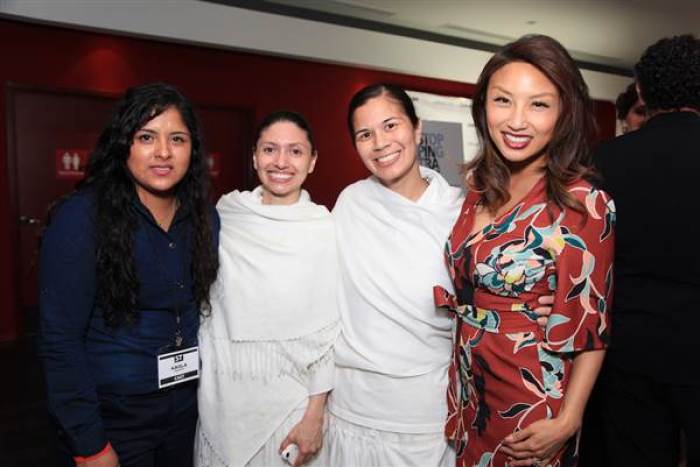From left: Karla Jacinto, sex trafficking survivor featured in 'Stopping Traffic'; assistant director Sadhvi Anubhuti; director Sadhvi Siddhali Shree; and executive producer Jeannie Mai at a private screening for 'Stopping Traffic.'