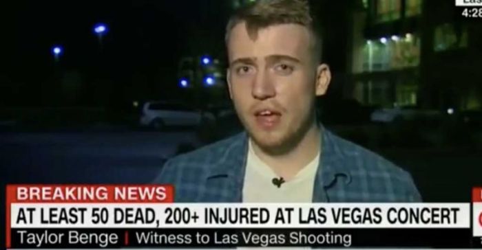 Las Vegas massacre witness Taylor Benge shares his new faith in God, Oct 2, 2017.