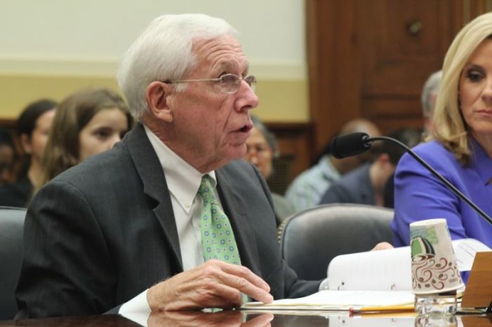 Former Congressman Frank Wolf, R-Va., speaks during a House of Representatives Foreign Affairs subcommittee hearing on the Islamic State's genocide in Iraq and Syria in Washington, D.C., on Oct. 3, 2017.